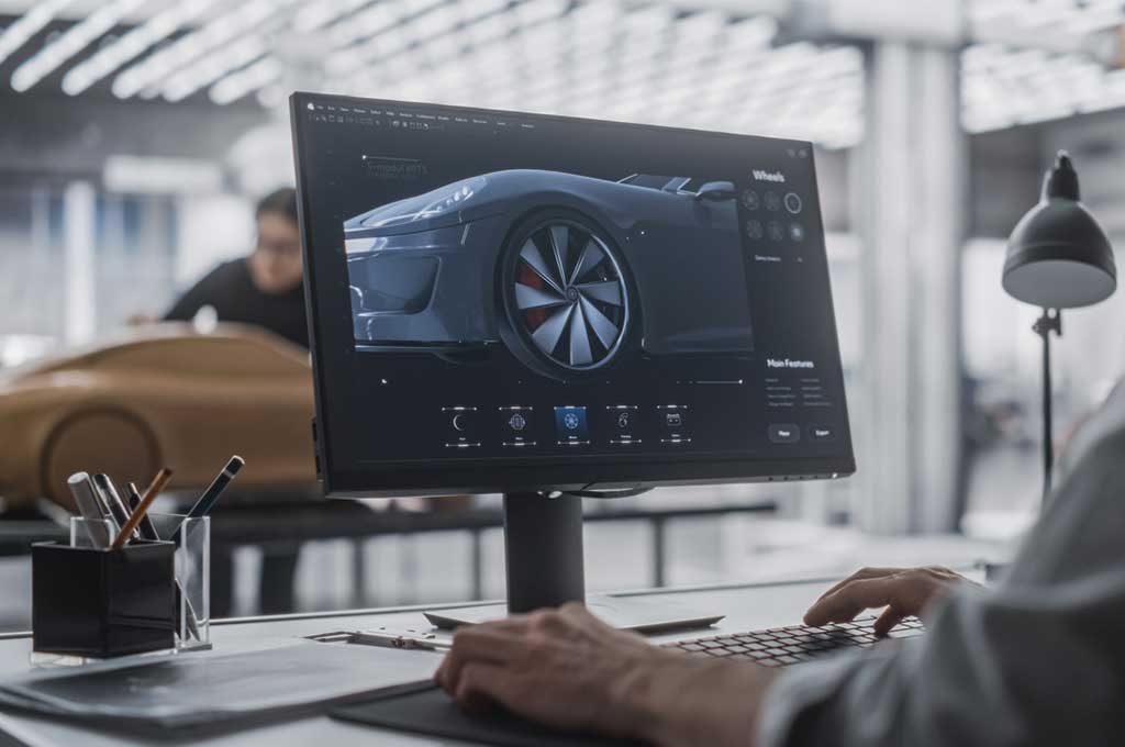 Ingenieros trabajandao en un nuevo modelo de coche.