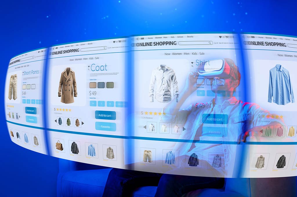 A man shopping in the metaverse.