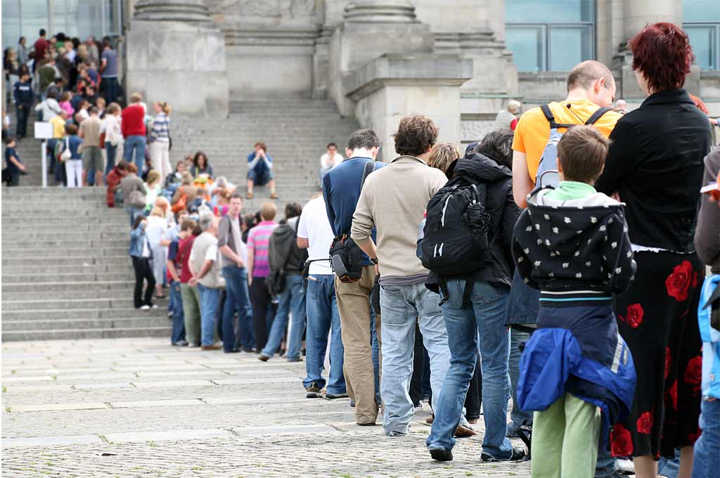 customers waiting in line.