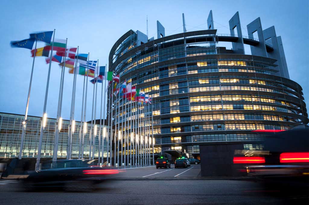 European Parliament building in Strasbourg, France.