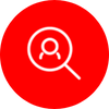 Red icon magnifying glass